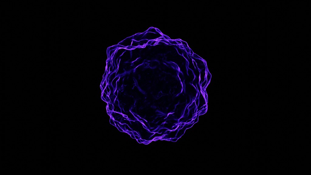 Generative study — purple organic sphere on black
