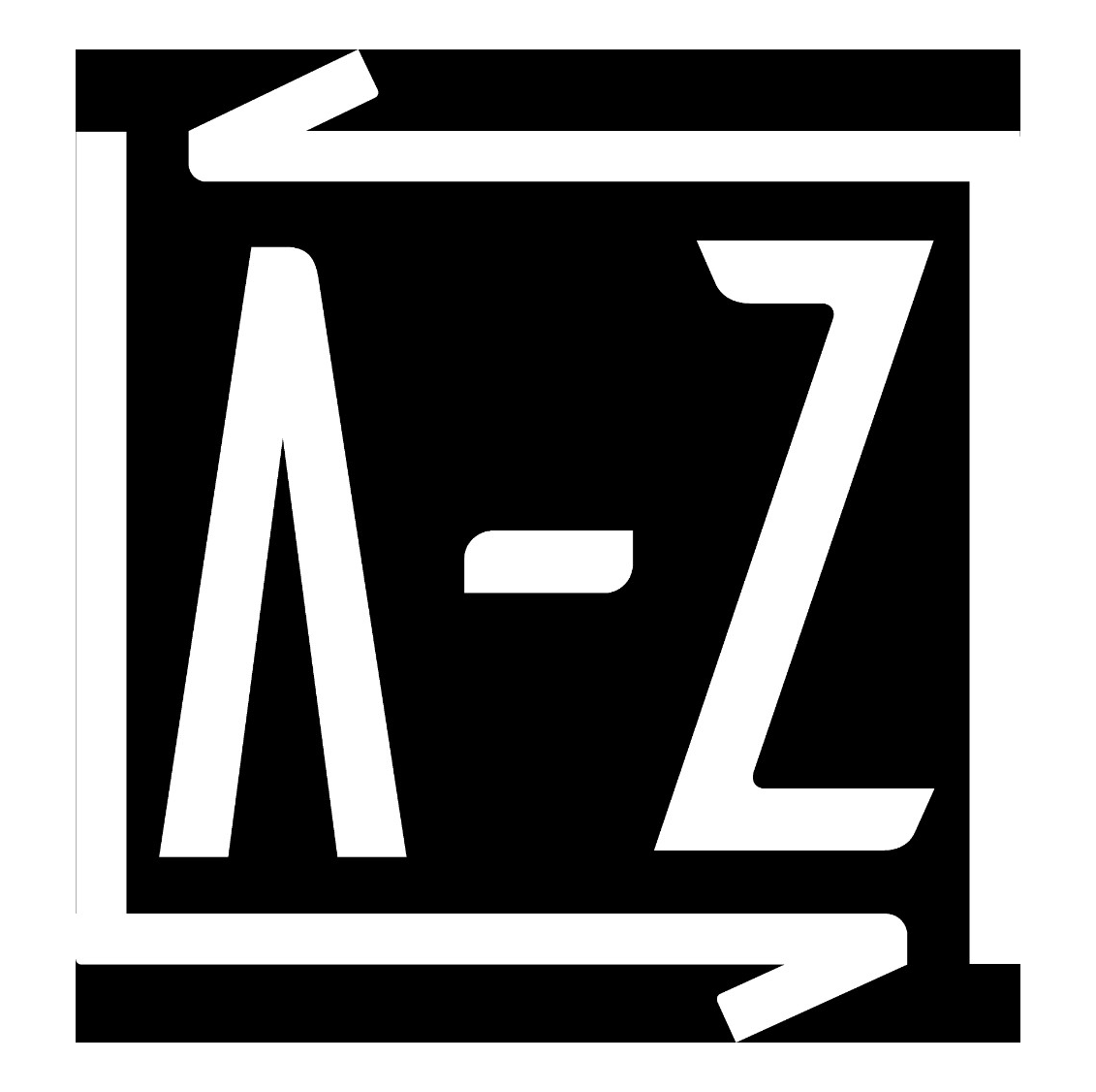 Logo — white A–Z mark in arrow frame