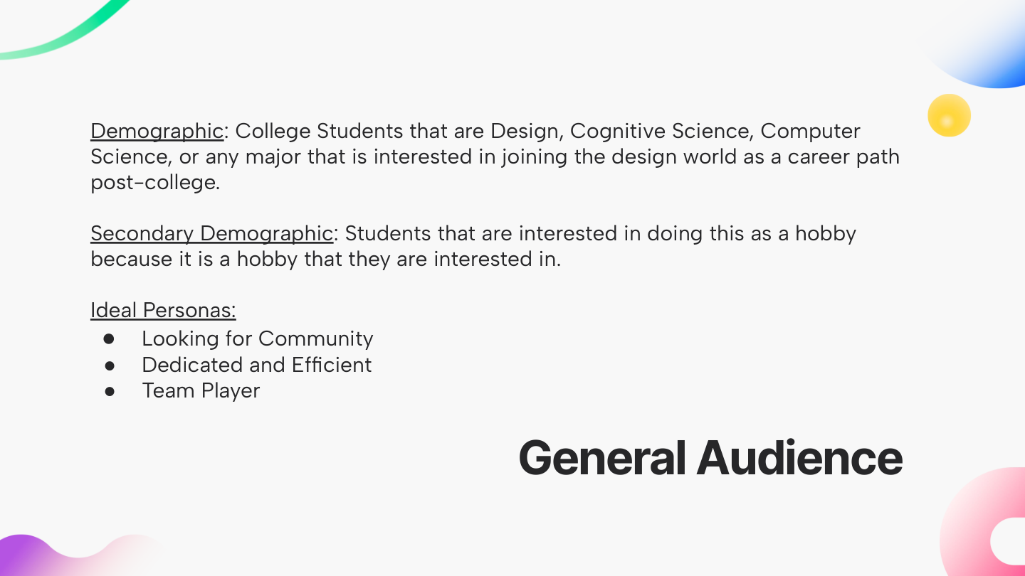 Phase II — Audience: college personas and demographics