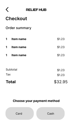 Mobile — checkout path with item warnings and acknowledgements