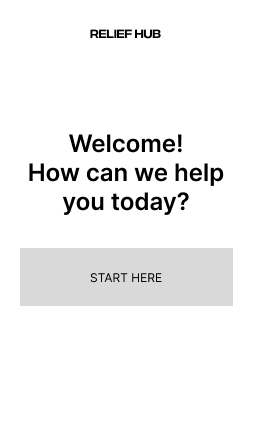 Mobile — welcome screen with Start Here