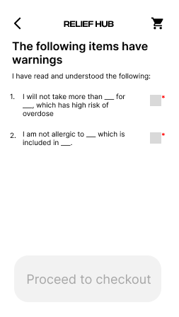 Mobile — medication warning detail (Tylenol / liver warning pattern)