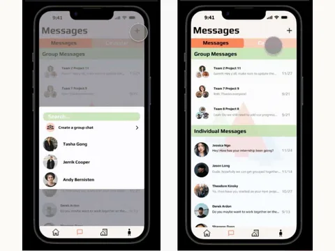 PixelPact team workspace and communication screens