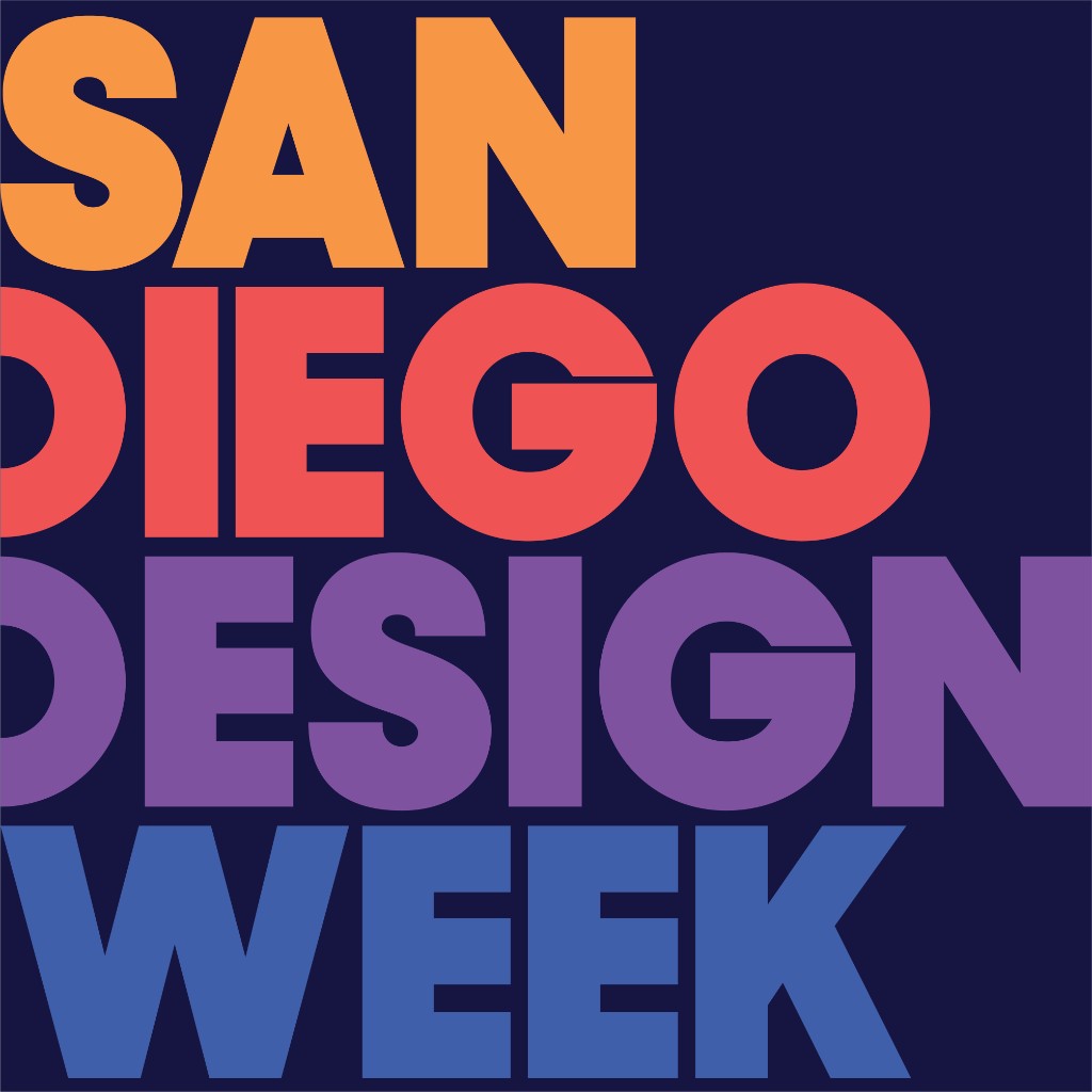 Stacked wordmark — four-line San Diego Design Week in gradient colors