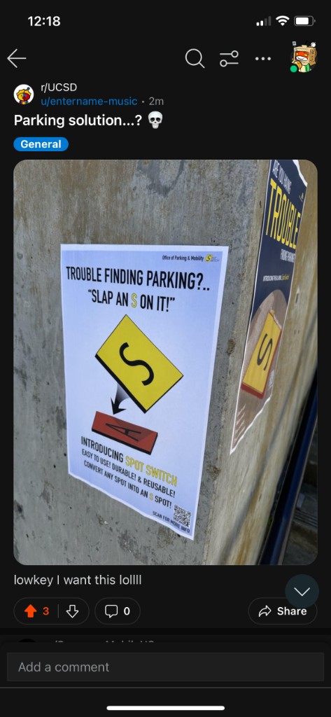 Marketing — campus pillar / r/UCSD style poster with QR